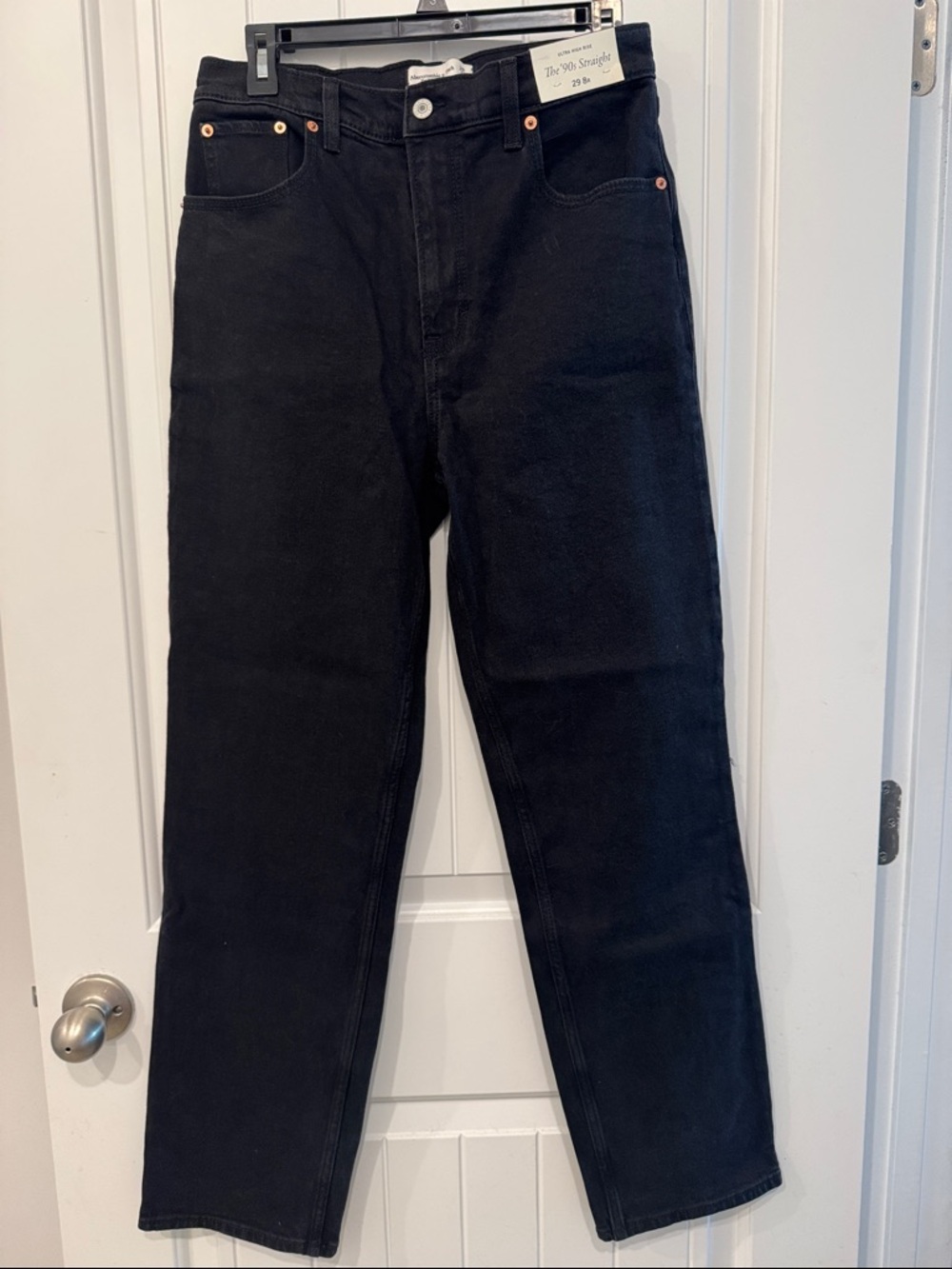 Abercrombie & Fitch Black High-Rise '90s Straight Jeans Ultra High Rise